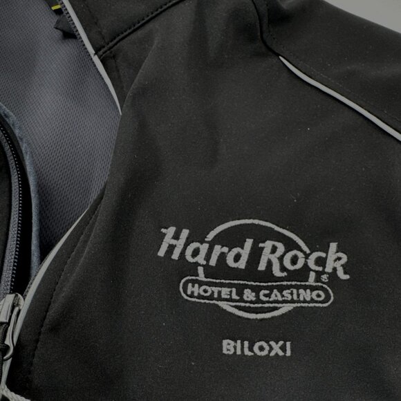 Hard Rock Cafe Biloxi Tech Jacket Mens Medium Black Performance Stretch Zip NEW - Picture 6 of 14
